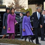 Michelle Obama blue coat dress daughters purple JCrew Kate Spade coats