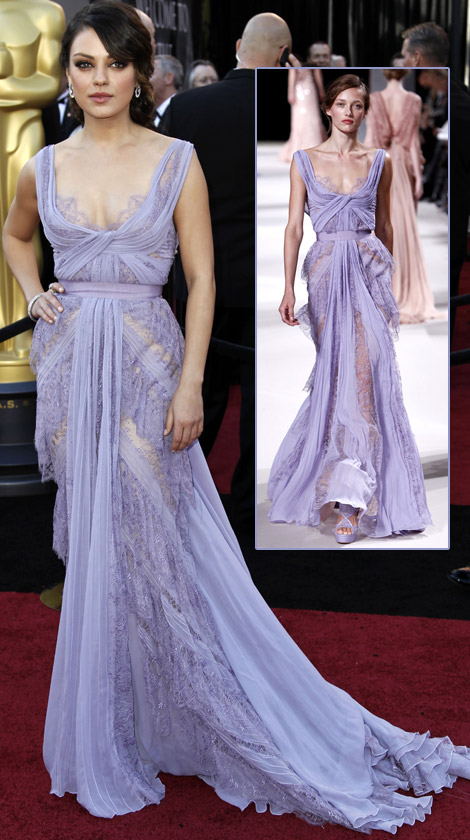 Mila Kunis Elie Saab lavender dress 2011 Oscars