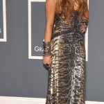Miley Cyrus Animal print Roberto Cavalli dress Lorraine Schwartz jewelry 2011 Grammy Awards 3