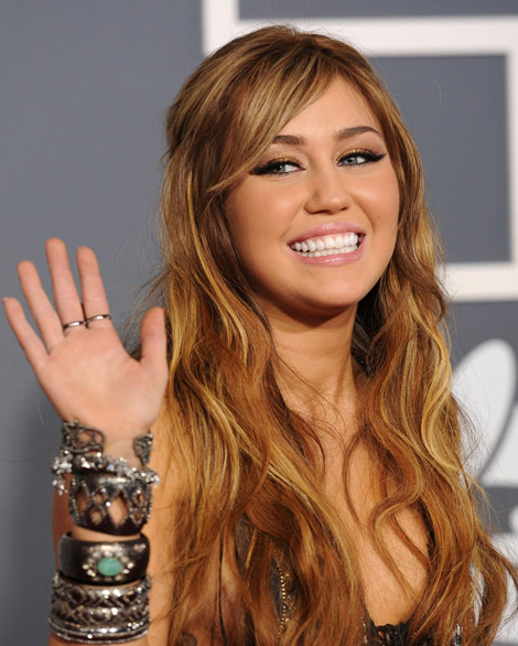 Miley Cyrus In Roberto Cavalli Sequined Dress For 2011 Grammy Awards