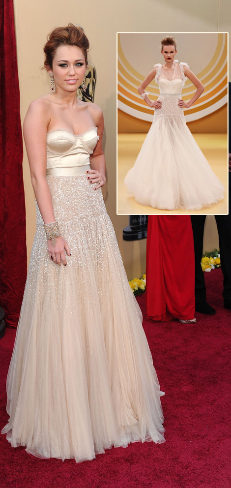 Miley Cyrus Jenny Packham Dress 2010 Oscars