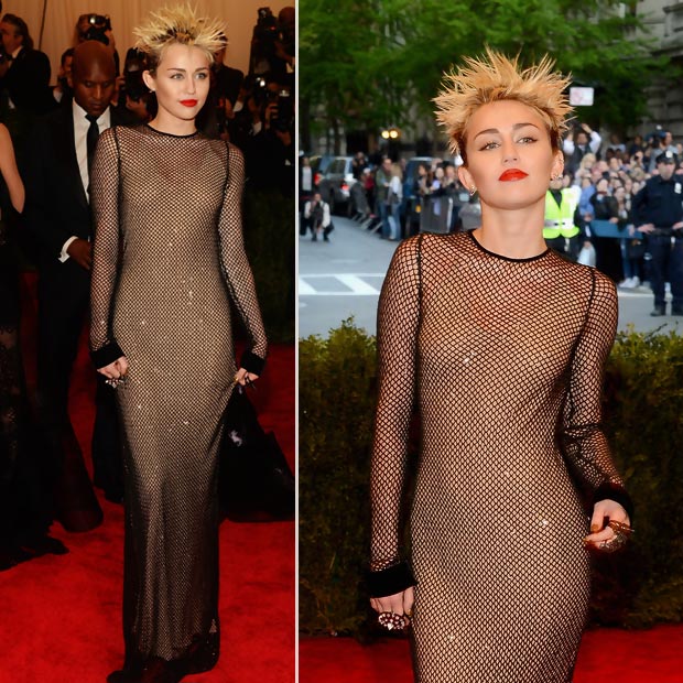 Miley Cyrus mesh black dress 2013 Met Gala