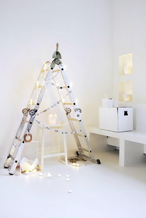 minimal ladder Christmas tree