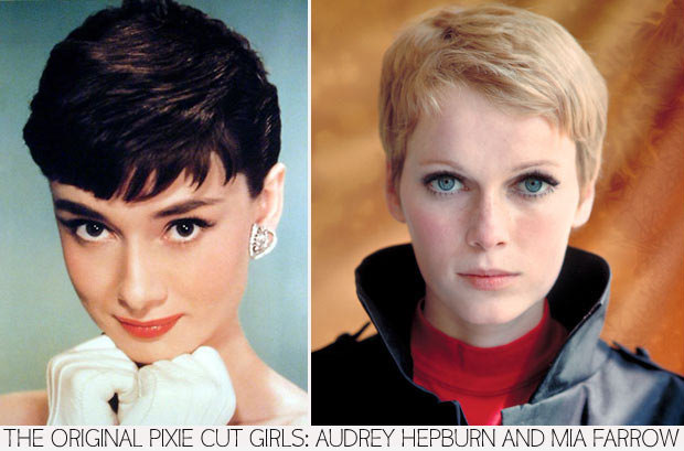 most famous pixie haircuts Audrey Hepburn Mia Farrow