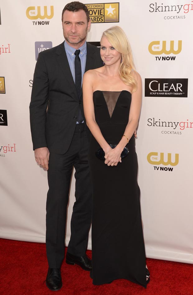 Naomi Watts black Pucci dress with husband Liev Schreiber Critics Choice Awards 2013