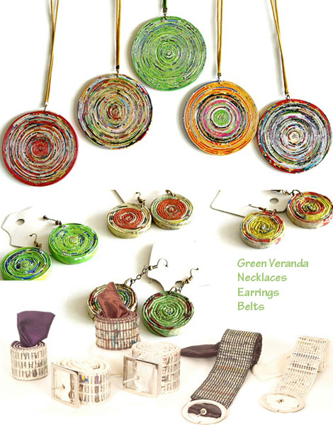 Necklace earrings belts Green Veranda