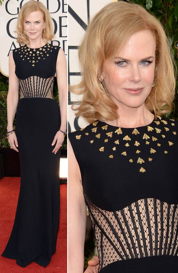Nicole Kidman McQueen black dress 2013 Golden Globes