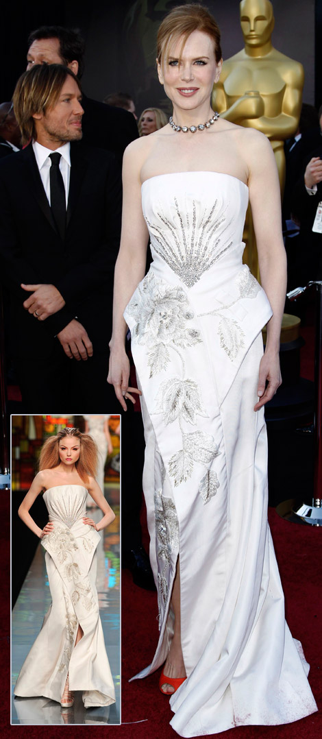 Nicole Kidman White Christian Dior couture Dress 2011 Oscars