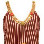 Nikka multicolored striped dress with stone beading