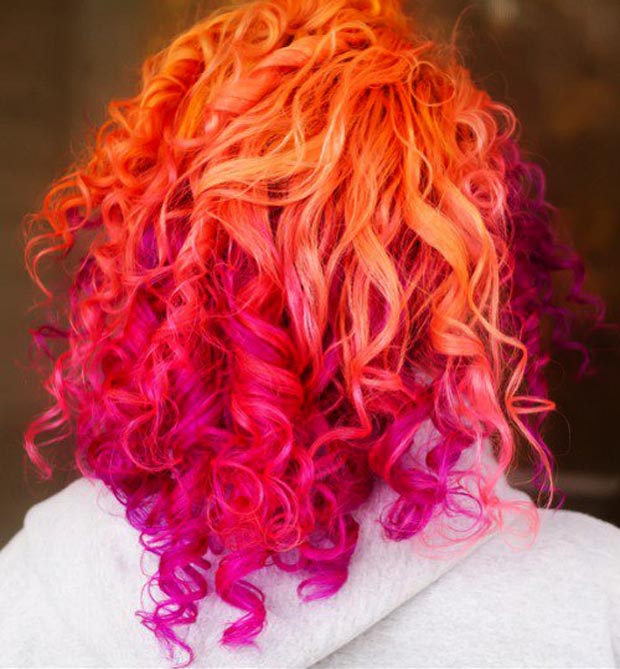 orange pink gradient haircolor