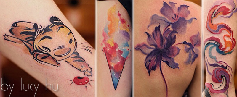 outstanding feminine watercolor tattoos Lucy Hu