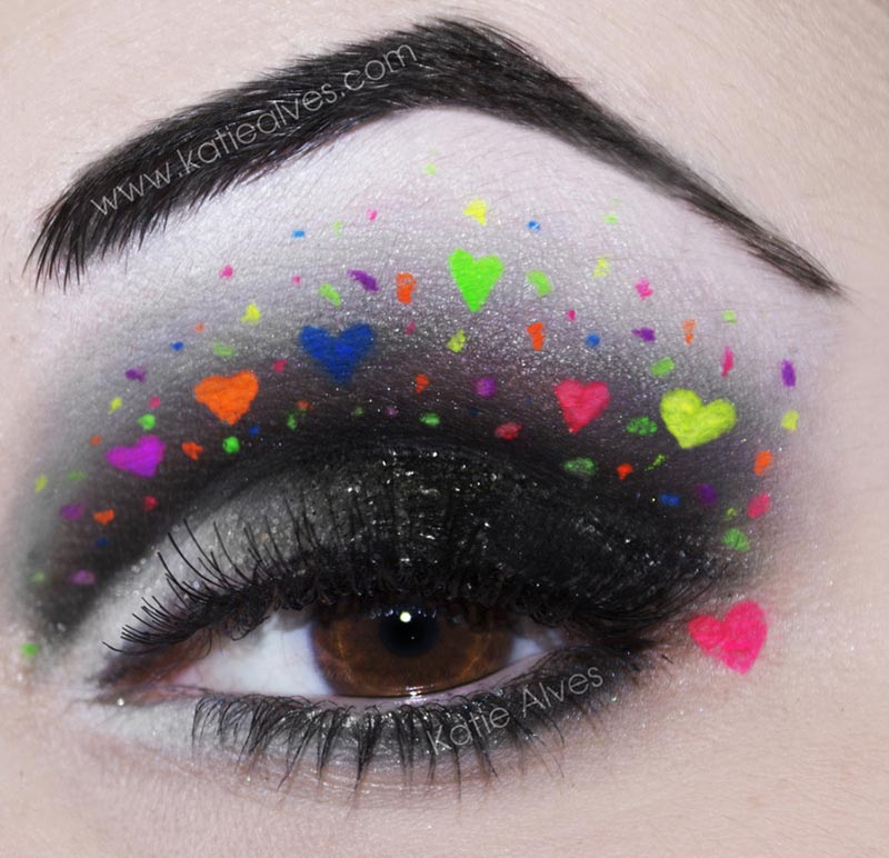party eyes makeup hearts