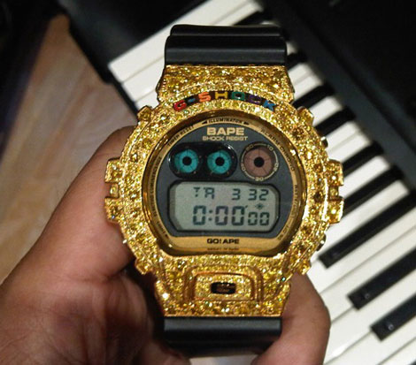 Pharrell gold Bape Casio G Shock DW 6900