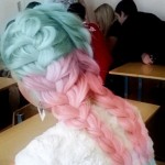 pink blue pastel braided hair
