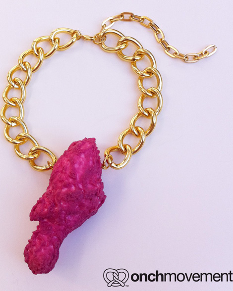 Pink fried chicken necklace