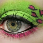 pink green leopard eyes makeup
