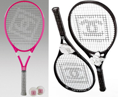 Go Tennis With Pink Chanel Racket And Balls