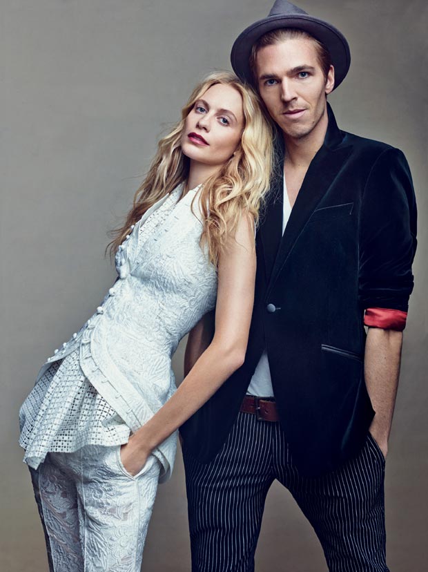 Poppy Delevigne and fiance posing in Vogue