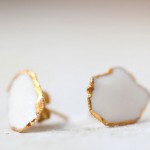 porcelain gold earrings goutte de terre