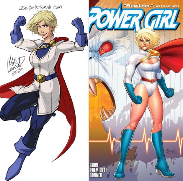 Power Girl classic costume vs modern costume