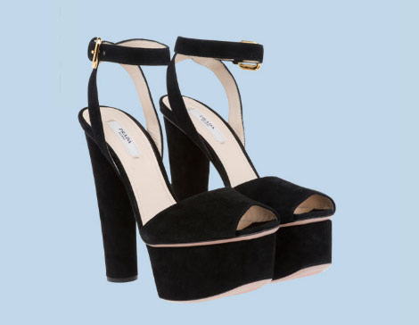 Prada black suede platform sandals