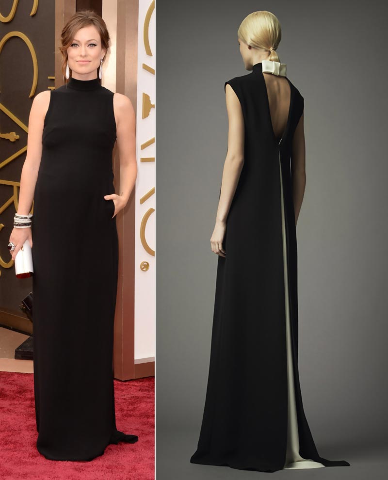 pregnant Olivia Wilde 2014 Oscars black dress Valentino