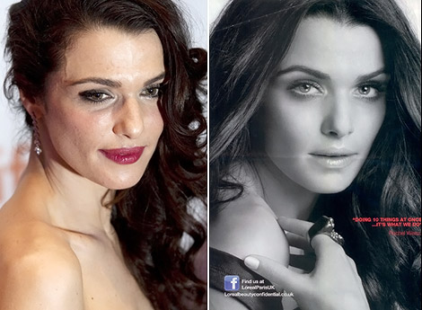 rachel weisz too photoshopped for L Oreal ad campaign
