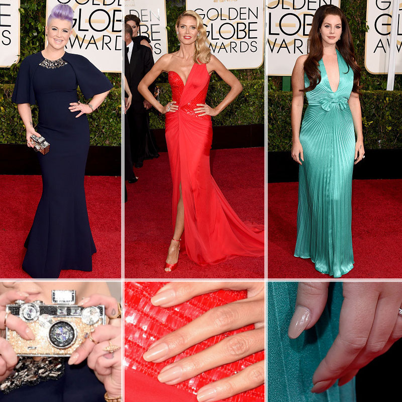 Red Carpet nails trends Golden Globes neutral nails Heidi Klum Kelly Osbourne Lana del Rey