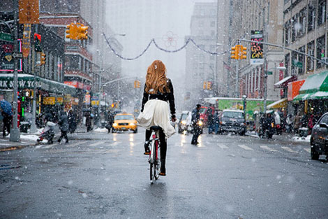 Bicycling Is Really Fashionable. Even When Snowing