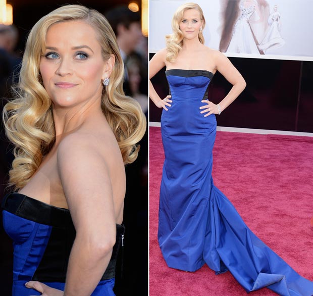 Reese Witherspoon Vuitton blue dress 2013 Oscars