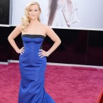 Reese Witherspoon Vuitton sleeveless blue dress 2013 Oscars