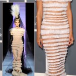 Rihanna white Jean Paul Gaultier dress 2011 Grammy Awards