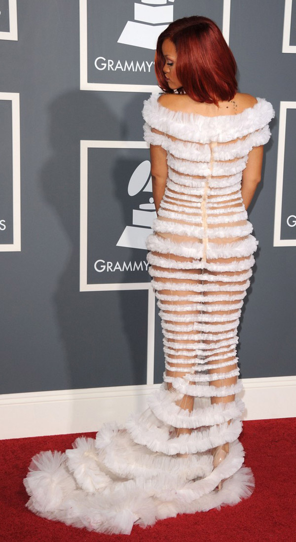 Rihanna JP Gaultier dress 2011 Grammy awards 3
