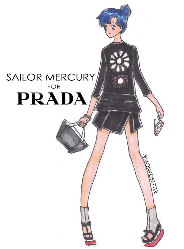 Sailor Mercury wardrobe update Prada