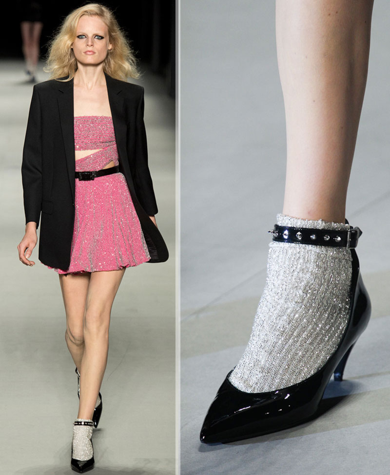 Saint Laurent catwalk look socks pumps