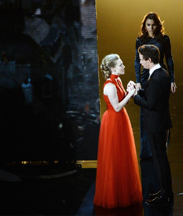 Samantha Barks Les Miserables Oscars Performance Blue Dress