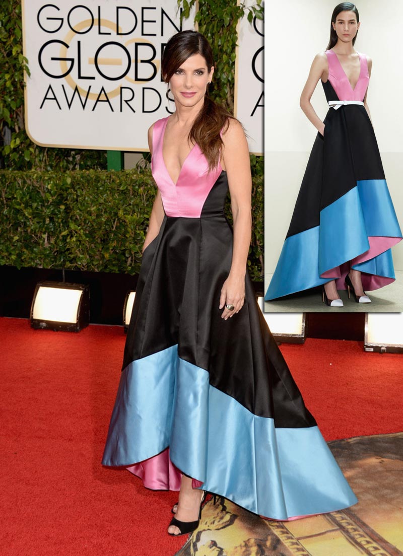 Sandra Bullock dress Golden Globes Prabal Gurung