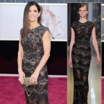 Sandra Bullock Elie Saab black lace dress 2013 Oscars