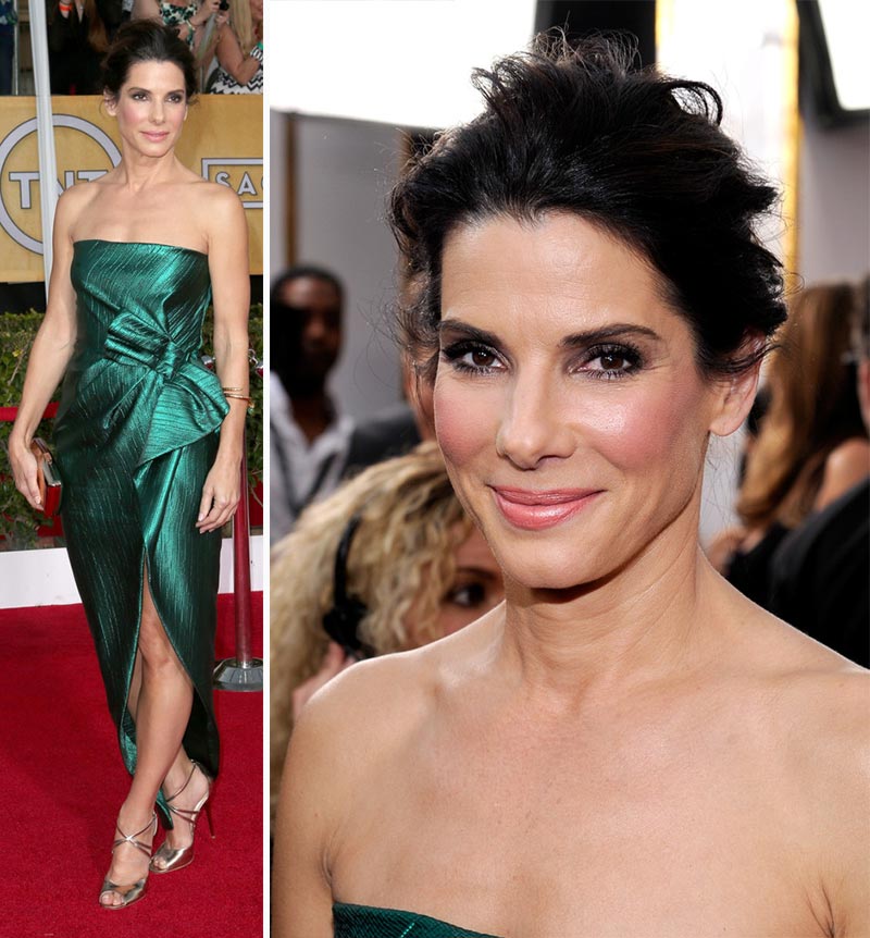 Sandra Bullock green dress 2014 SAG Awards Red Carpet