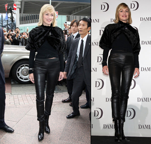 Sharon Stone Skinny Leather pants 3