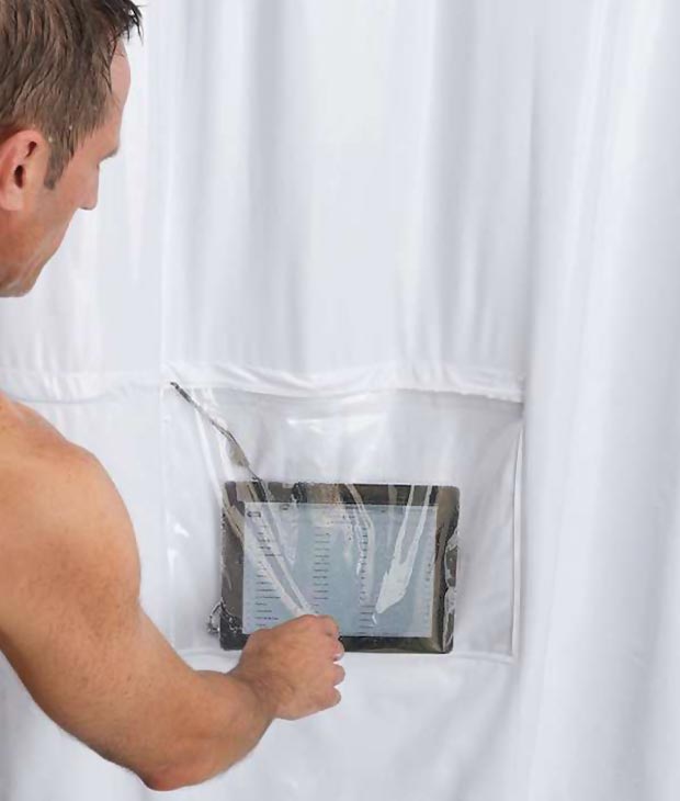 shower curtain tablet embedded