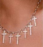 Silver and Crystal Multi-Cross Necklace