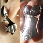 Silver Stiletto earrings corset ring