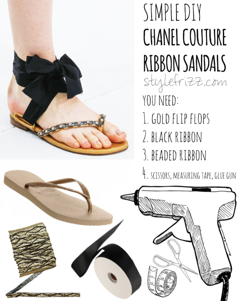 Simple DIY Chanel Ribbon Couture sandals