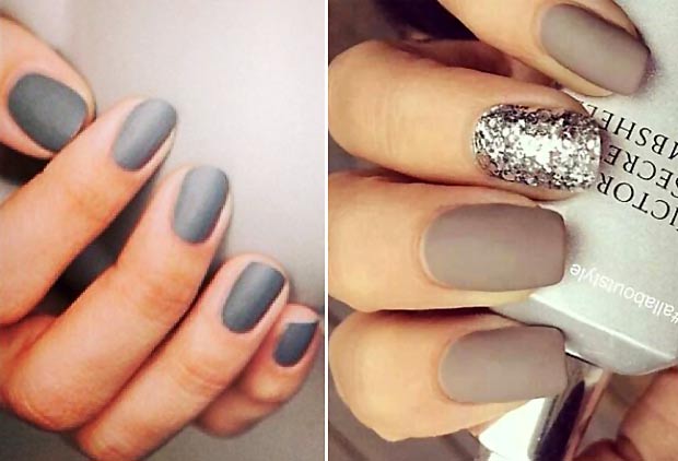 simple gorgeous winter nails matte grey silver