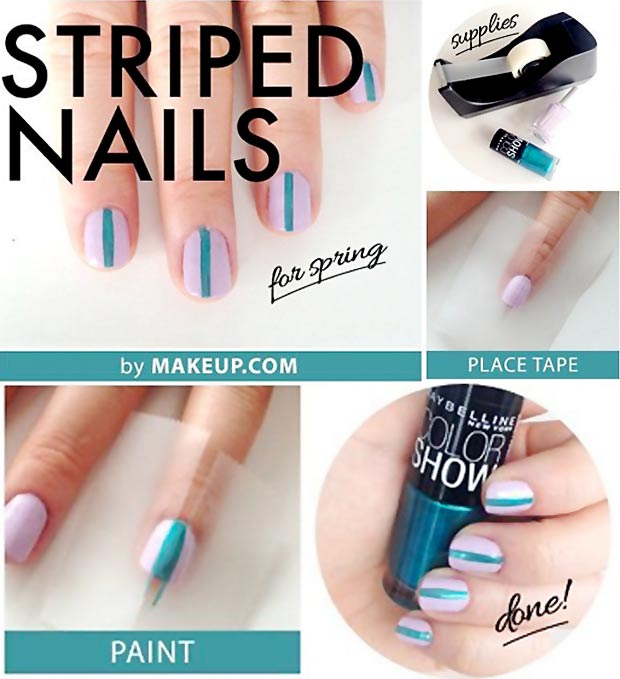 simple striped nails tutorial