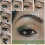 simple subtle green gold spring makeup