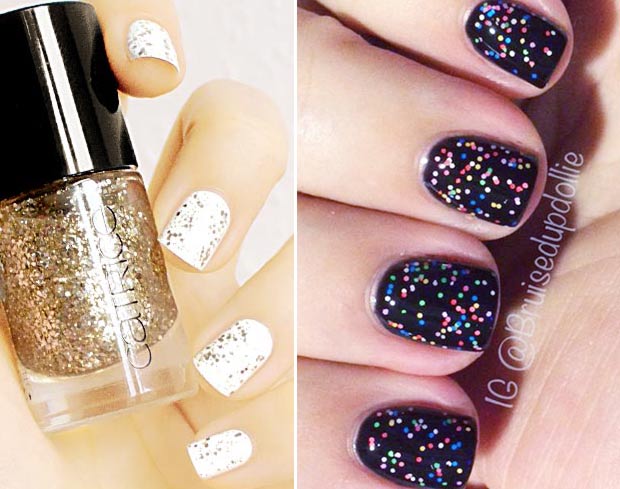 simple gorgeous winter nails glitter topcoat nails