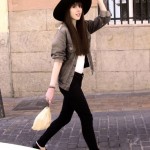 Skinny Jeans Large hat flat shoes