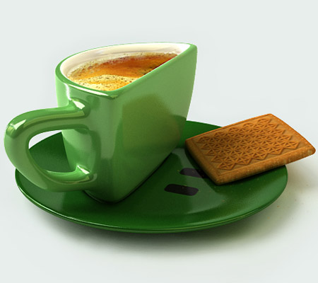 Smile cup by Psyho green with biscuit